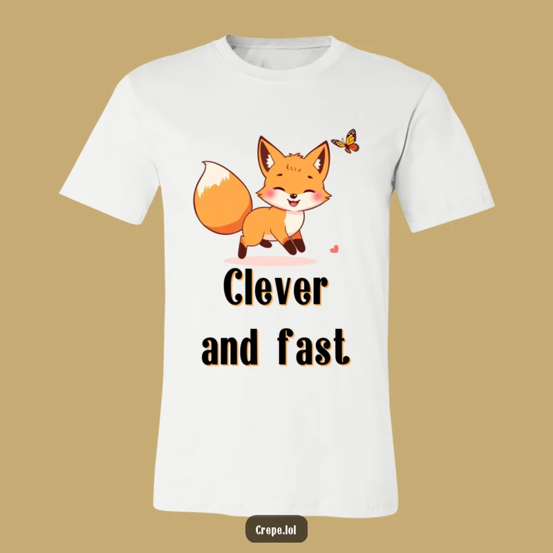 Funny Fox Butterfly Chase T-Shirt: Hilarious Woodland Tee