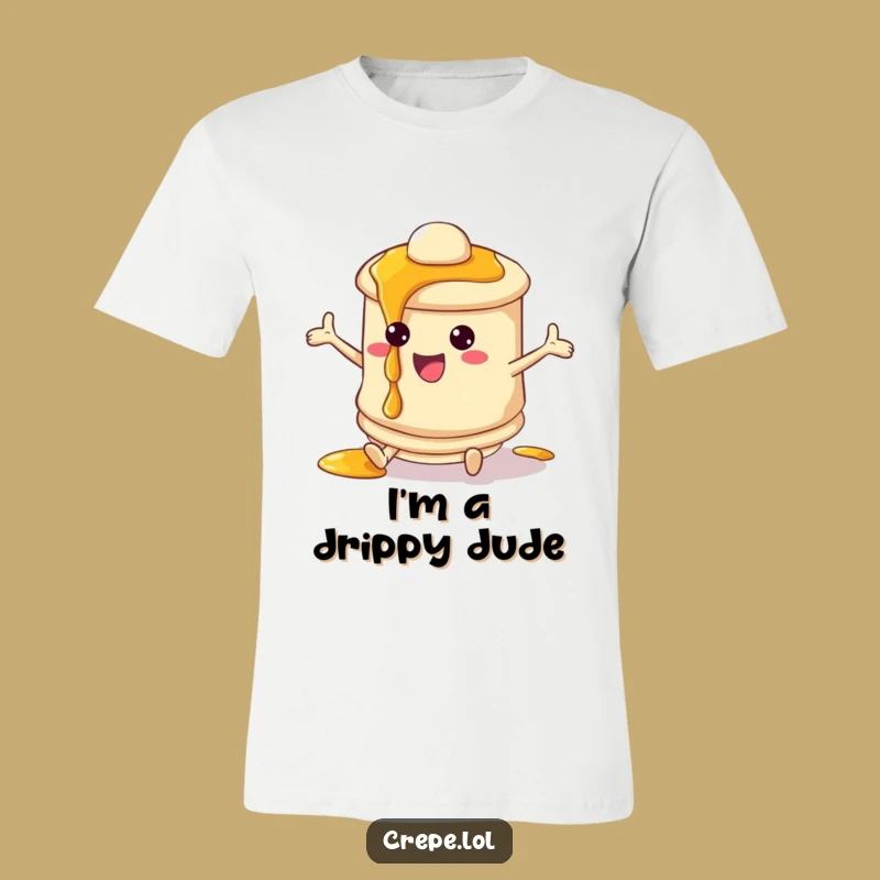 Funny Bouncing Pancake T-Shirt - Playful Syrup Dripping Graphic Tee