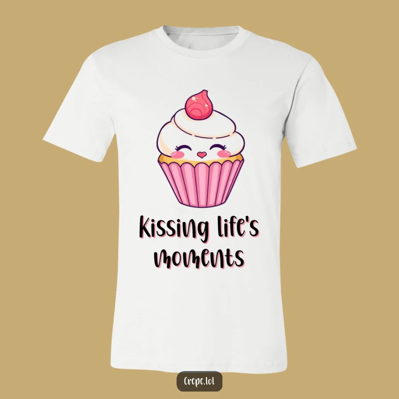Funny Cupcake Kiss T-Shirt - Sweet Character Graphic Tee