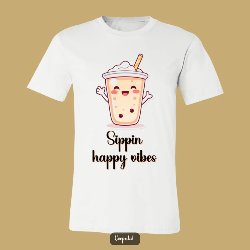 Funny Bubble Tea Wave T-Shirt: Cheerful Character Tee for Happy Vibes