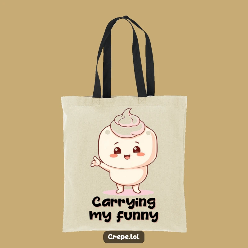Funny Creamy Crepe Tote Bag - Comical Accessory Gift