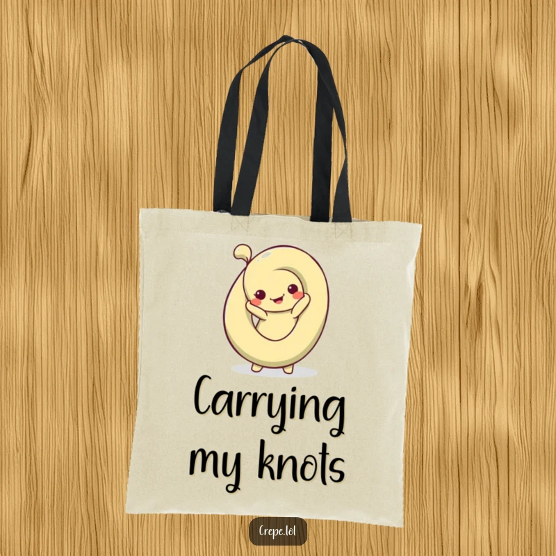 Funny Pretzel Pose Tote Bag featuring a silly pretzel in a bendy pose, perfect for carrying snacks or daily items.