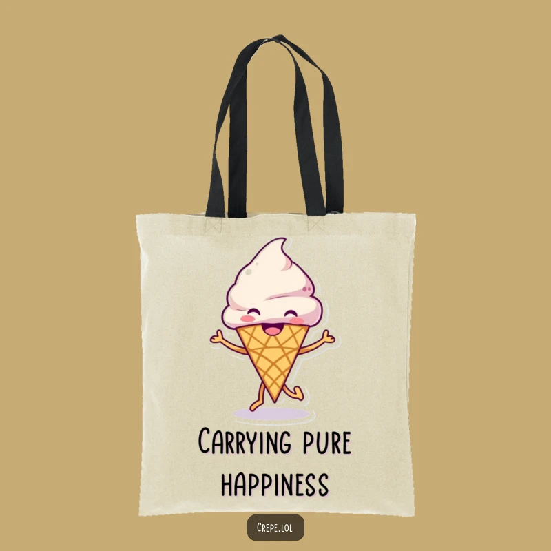 Funny Ice Cream Dance Tote Bag: Carry Grinning Cone's Happy Moves Anywhere
