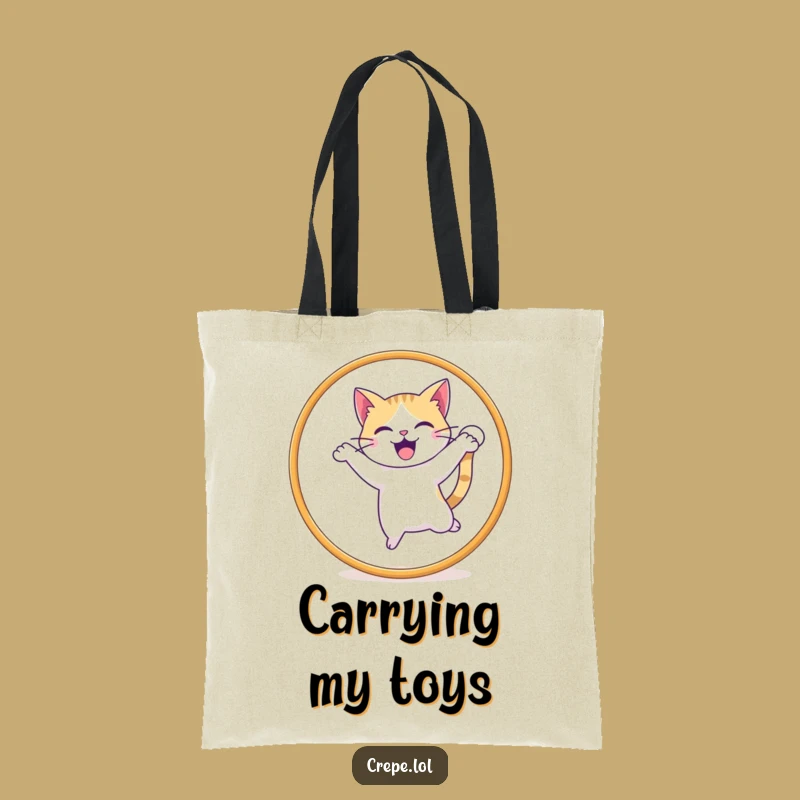 Funny Cat Jumping Hoop Tote Bag, Carry Your Love for Felines Playfully
