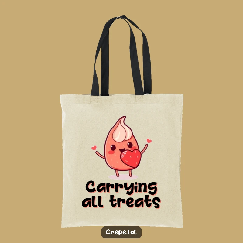 Funny Crepe Flip Tote Bag - Smiling Foodie Carry-All, Perfect Treat Funny Gift