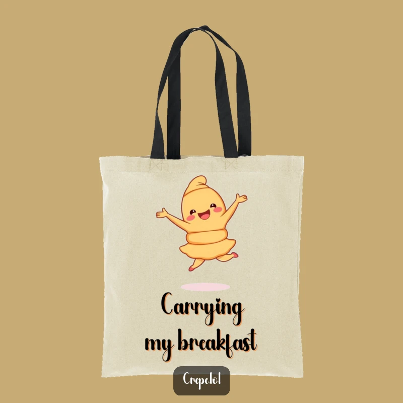 Funny Croissant Pirouette Tote Bag: Carry Joyful Pastry's Dance Moves Anywhere